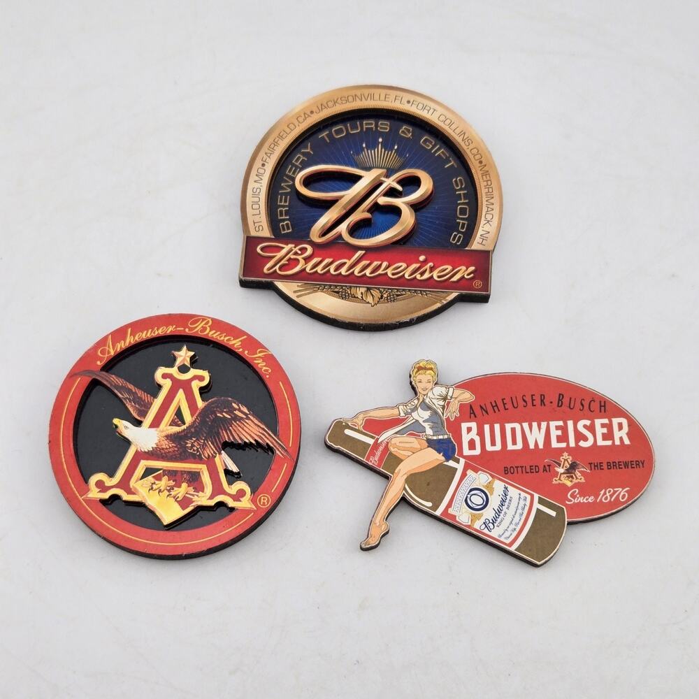 Vintage Budweiser Anheuser Busch Refrigerator Magnet Lot of 3 Pin Up Girl Eagle